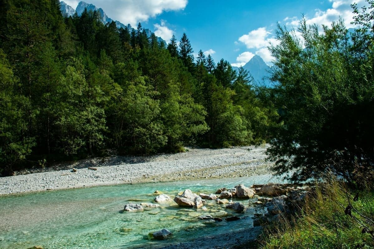 Scenic river and mountain panorama