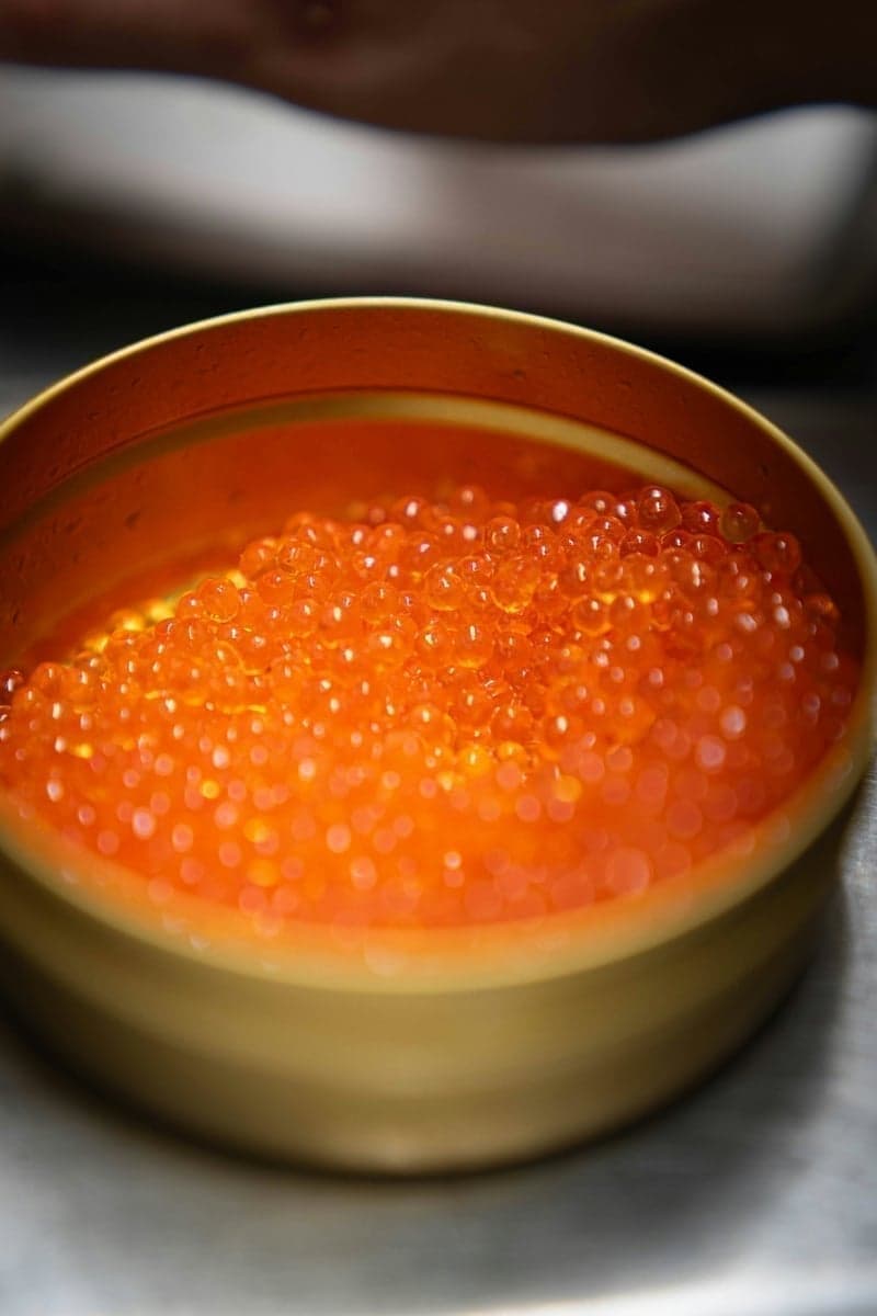 Real salmon eggs—egg patterns imitate natural food that trout gorge on during spawning runs