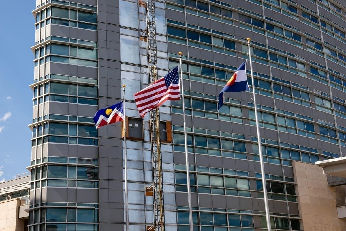 The Colorado state flag flies over one of the West's top fishing and floating destinations