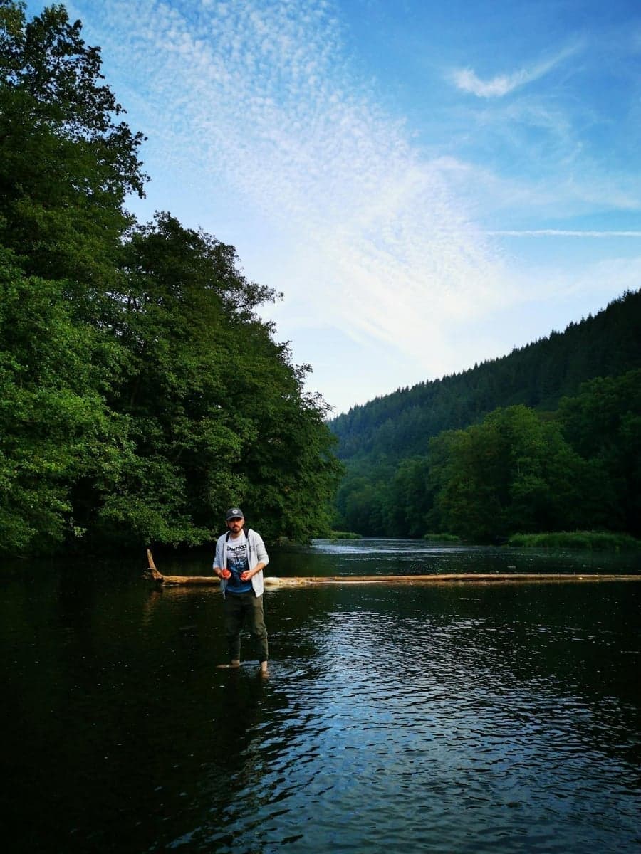 Wade fishing a quiet section, the kind of water where a careful approach pays dividends