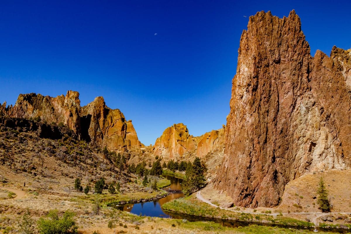 The Deschutes basin near Smith Rock State Park, showing the volcanic geology and high desert landscape typical of Central Oregon