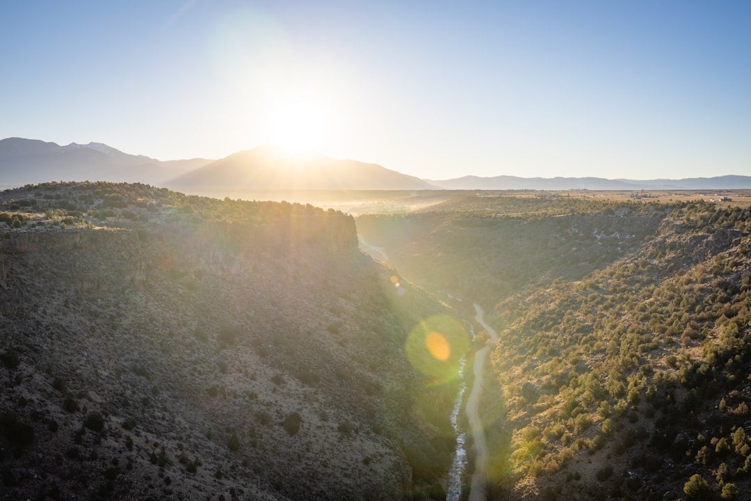 Rio Grande flowing through the volcanic basalt walls of the Rio Grande Gorge near Taos, New Mexico
